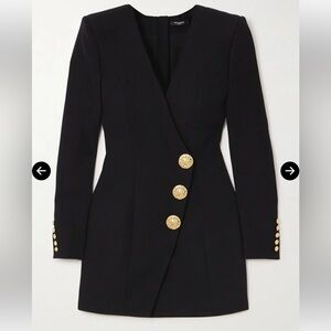 Button-Embellished Wool Mini Dress